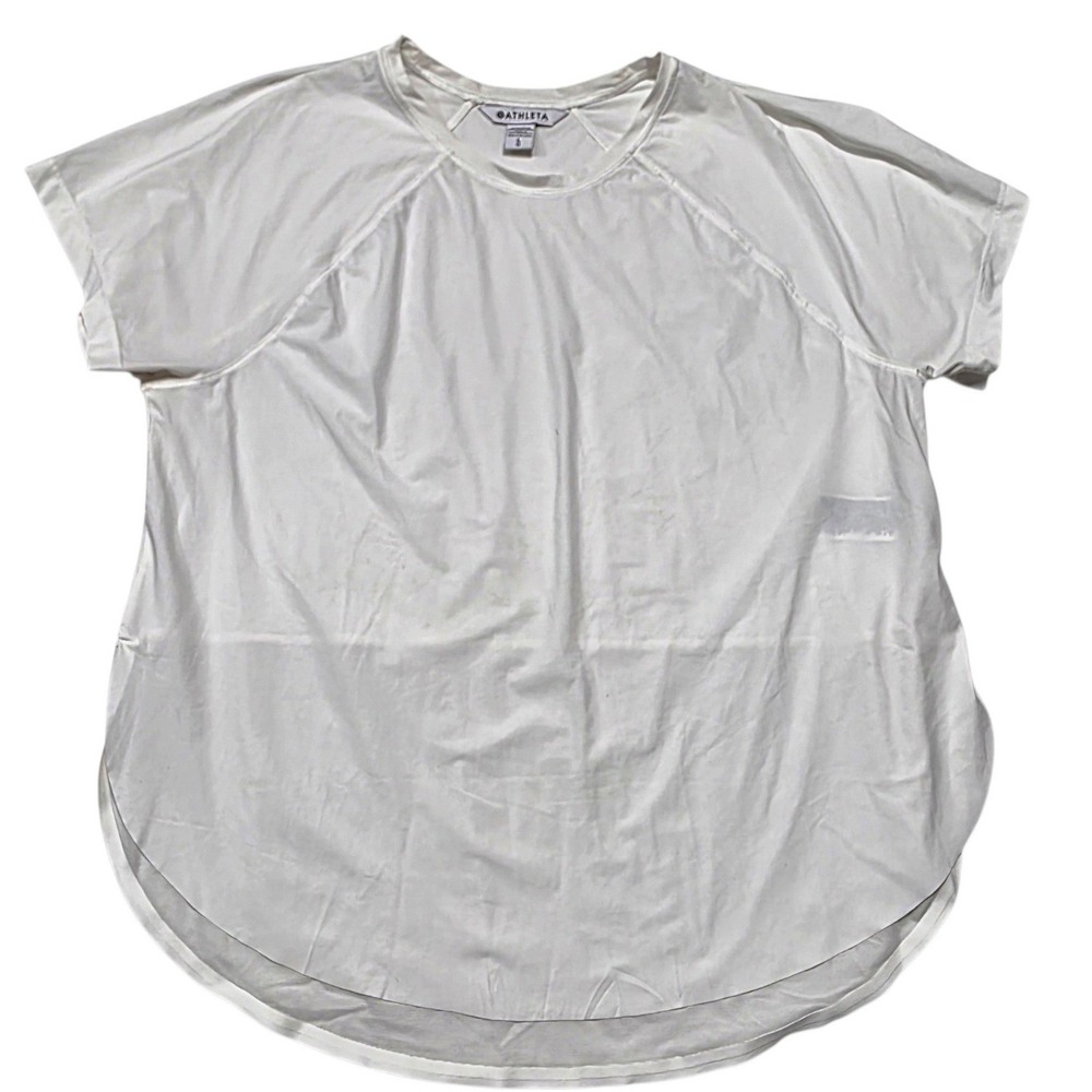 Athleta Ultimate Train Tee Women Large White Nylon Spandex Mesh Back 850933-03